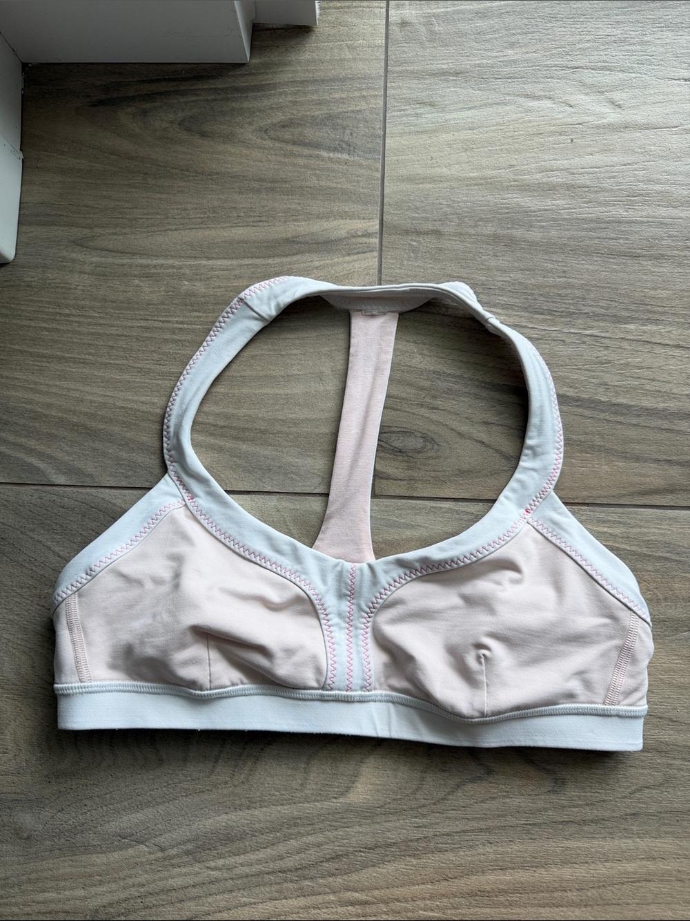 lululemon athletica Pale Pink/beige and White Racerback Sports Bra AS